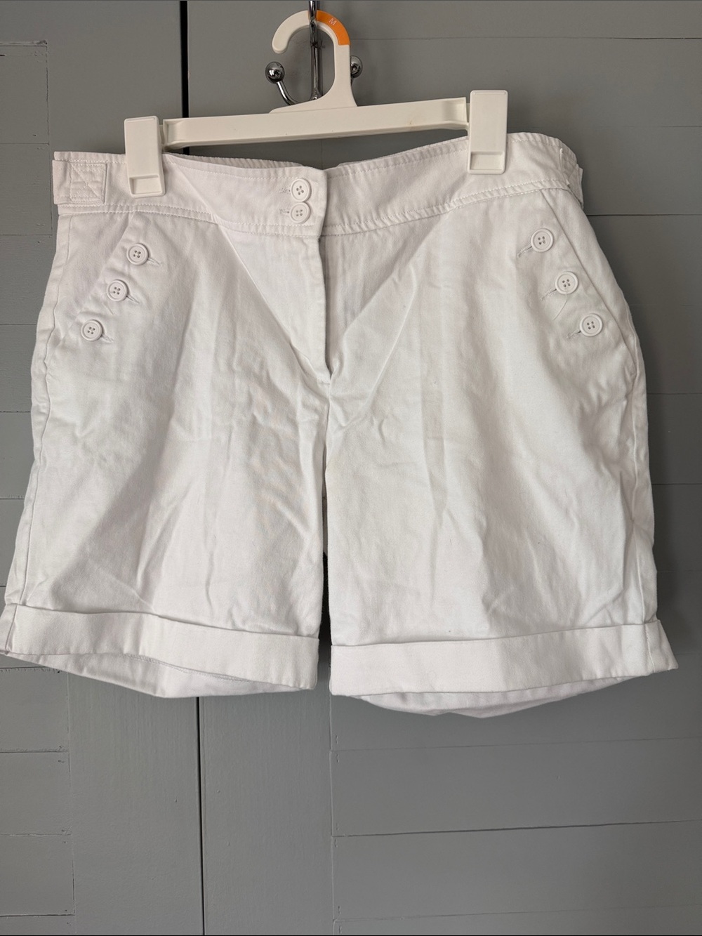 The Limited White Cotton Sailor Button Shorts